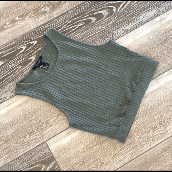 Forever 21 Sz S Adorable Olive Rib Knit Crop Top - Picture 7 of 9